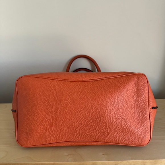 Reek Krakoff Tangerine Pebble Leather Satchel w/ Crossbody Strap and Zipper Lock - Picture 8 of 11
